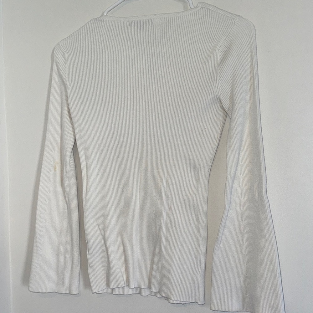 Premise Cream Ribbed Keyhole Blouse - Picture 3 of 4